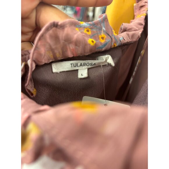 Tularosa Ladies Large Pink Floral Ruffled Mini Dress With Open Back & Tie Detail - Picture 3 of 3